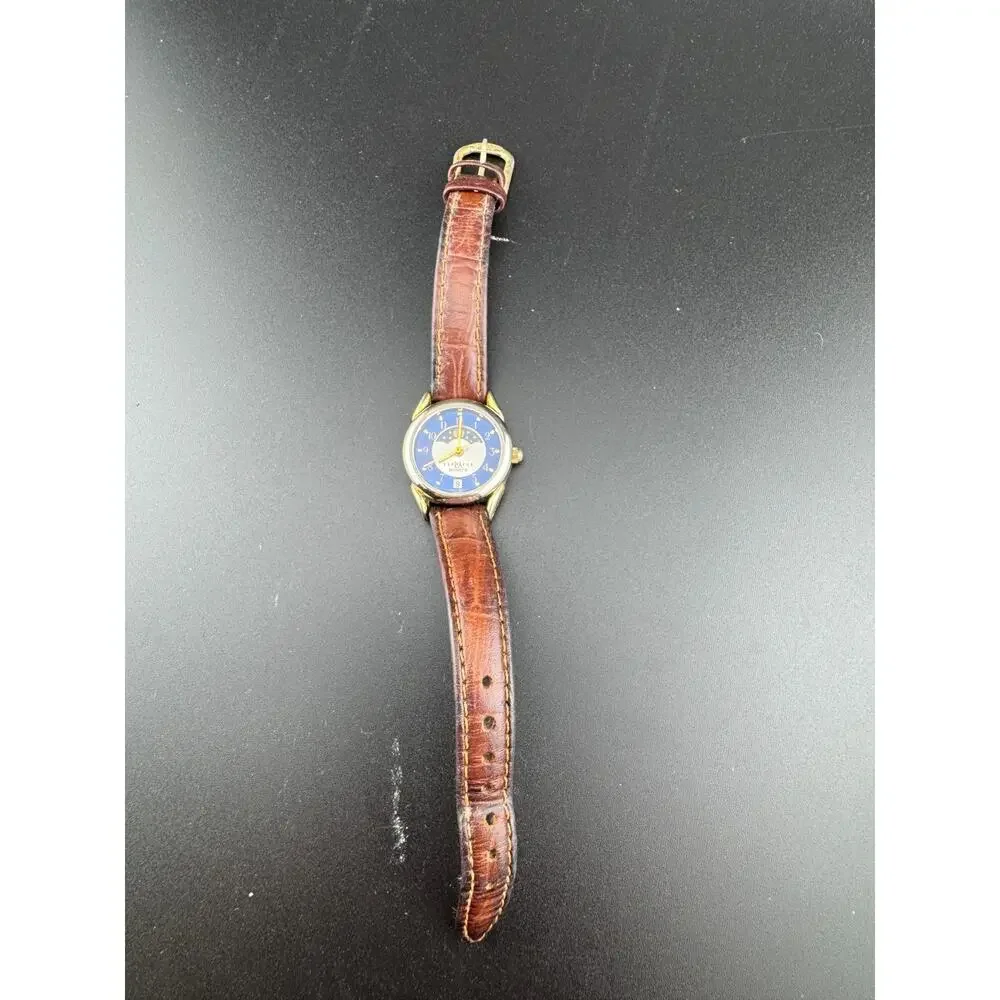 Vintage LA Express Quartz Moon Phase Blue Dial Watch